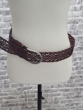 Woven Boho Brown Women's Braided Faux Leather Belt Sz M/L